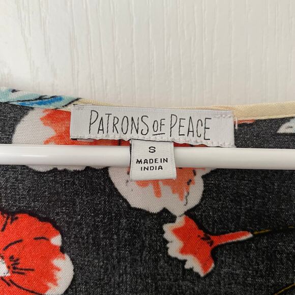 Patrons of Peace Wms S Floral Tie Neck Dress Ruffled Border Boho Cottagecore - Picture 3 of 9